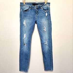 Sneak Peek Blue Skinny Jeans Distressed Design
